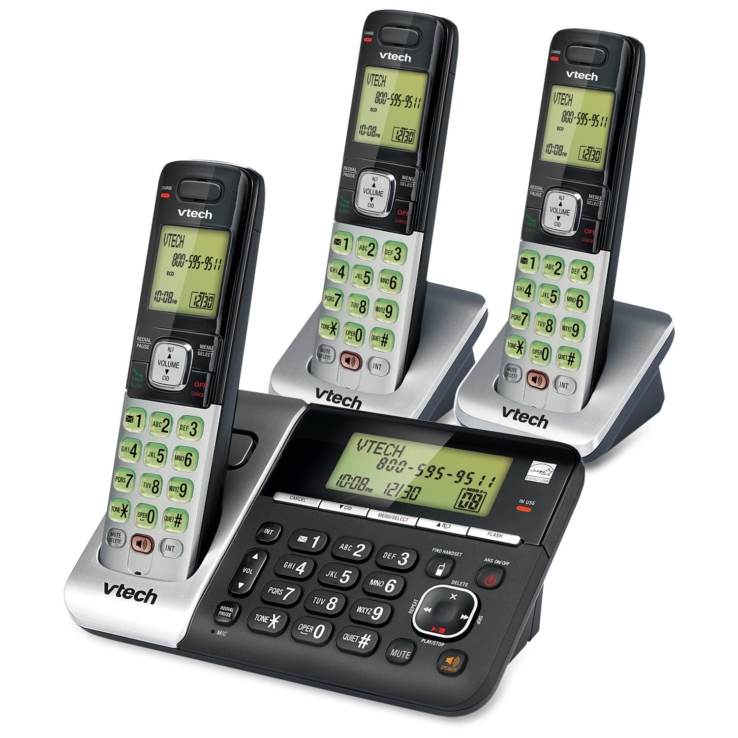 3 Handset Answering System with Dual Caller ID/Call Waiting - view 2