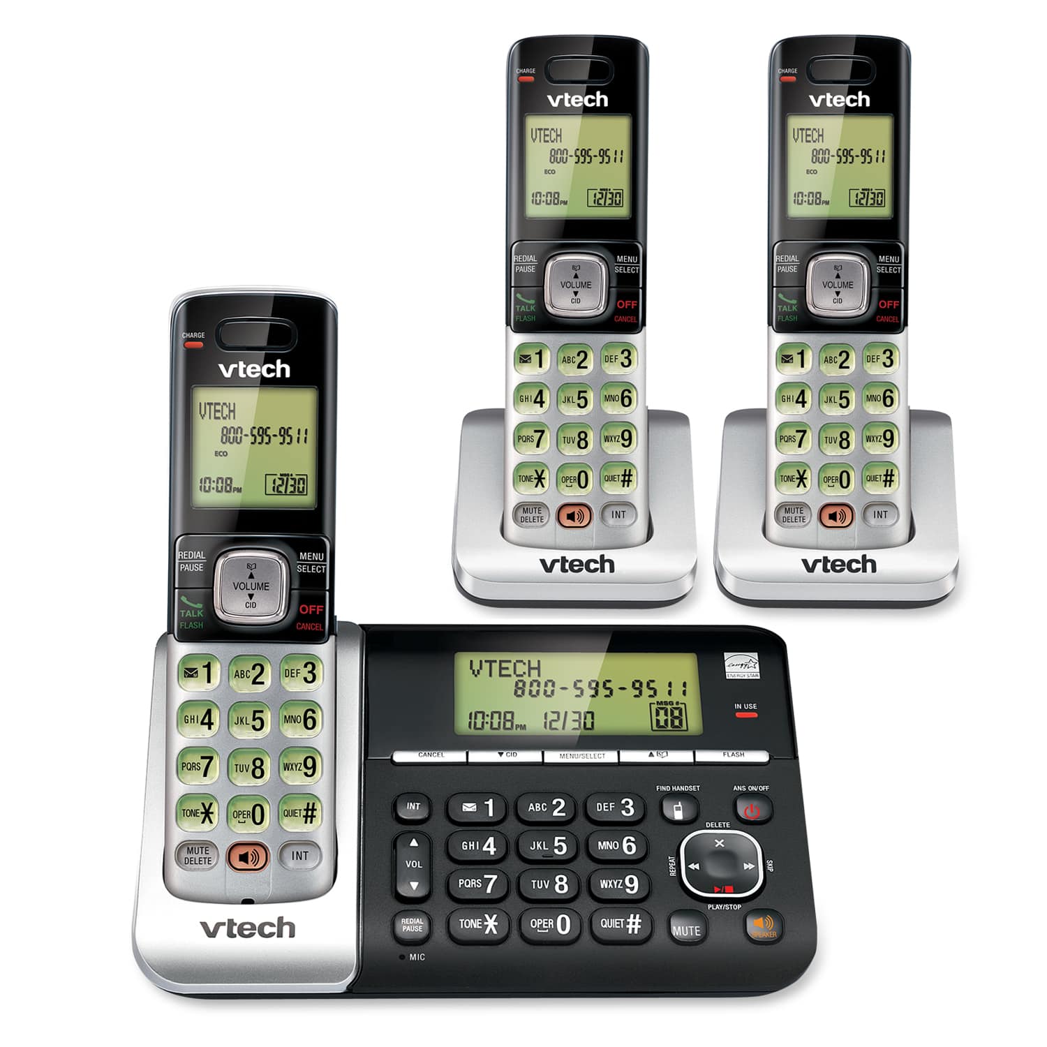3 Handset Answering System with Dual Caller ID/Call Waiting - view 1