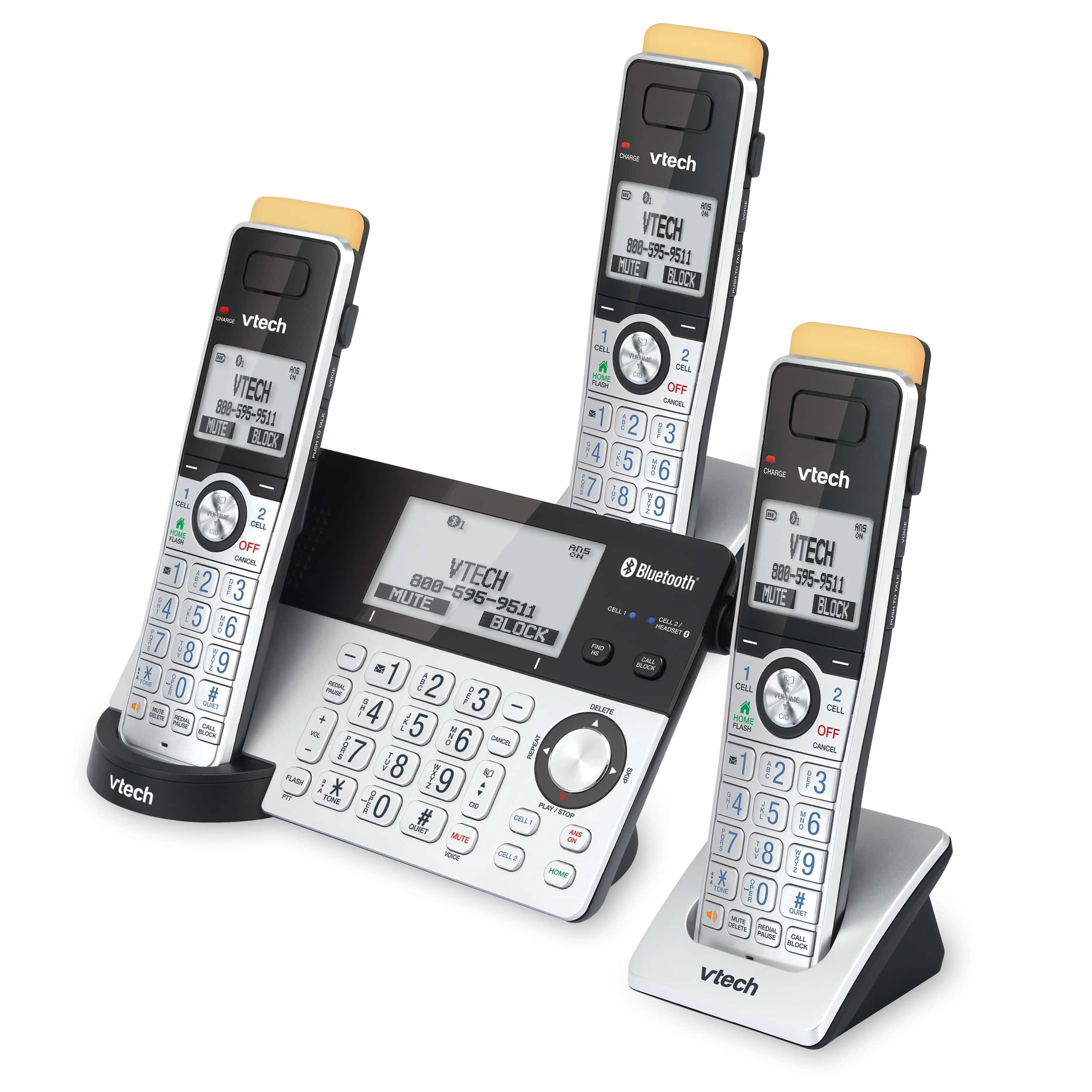 3-Handset Expandable Cordless Phone with Super Long Range, Bluetooth Connect to Cell, Smart Call Blocker and Answering System, IS8151-3 - view 2