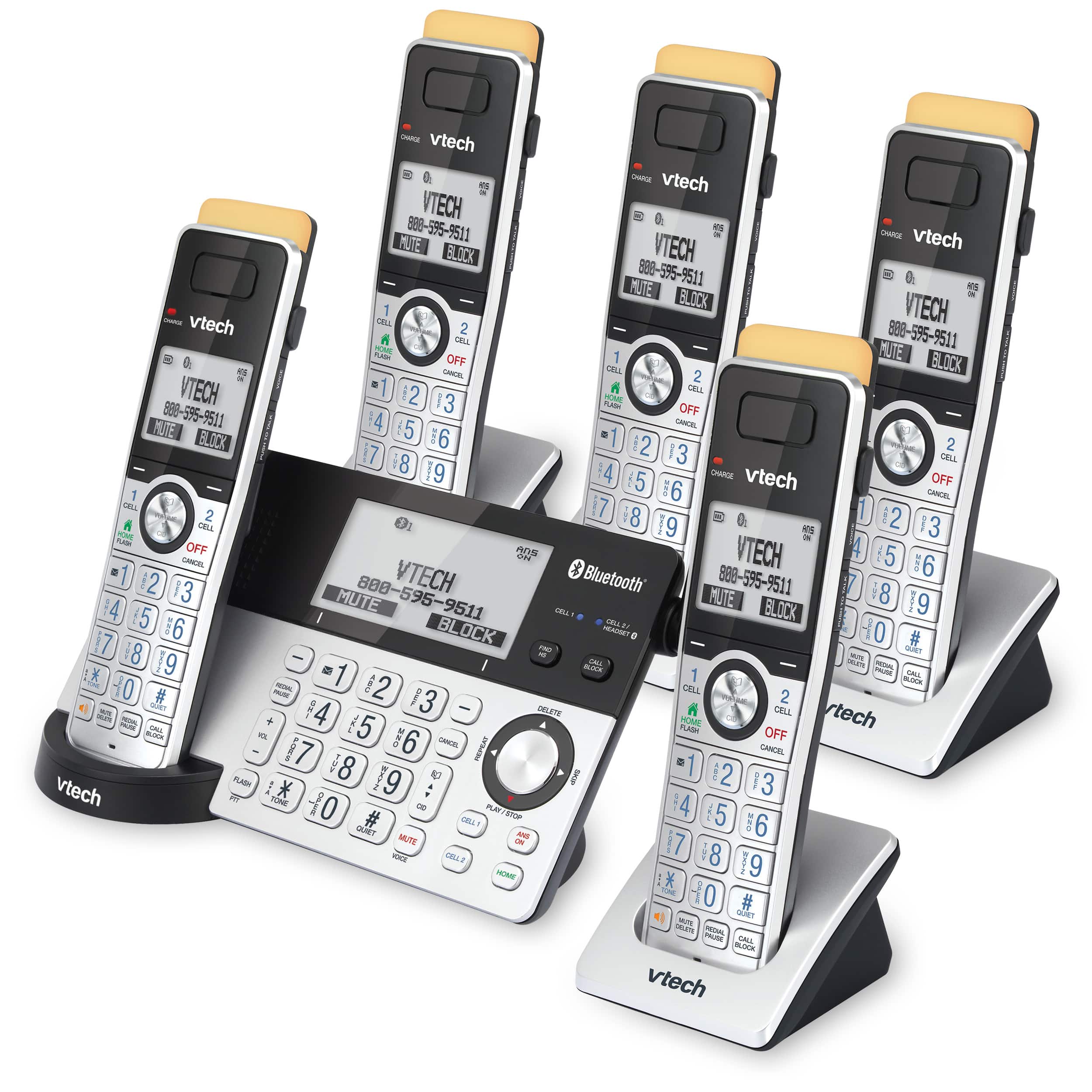 5-Handset Expandable Cordless Phone with Super Long Range, Bluetooth Connect to Cell, Smart Call Blocker and Answering System, IS8151-5 - view 2