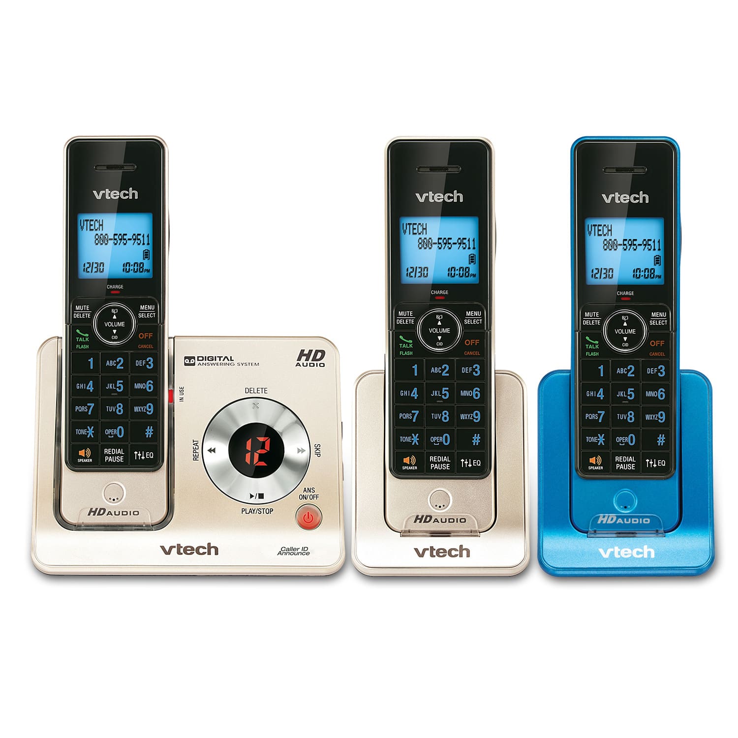 3 Handset Phone System with Caller ID/Call Waiting - view 1