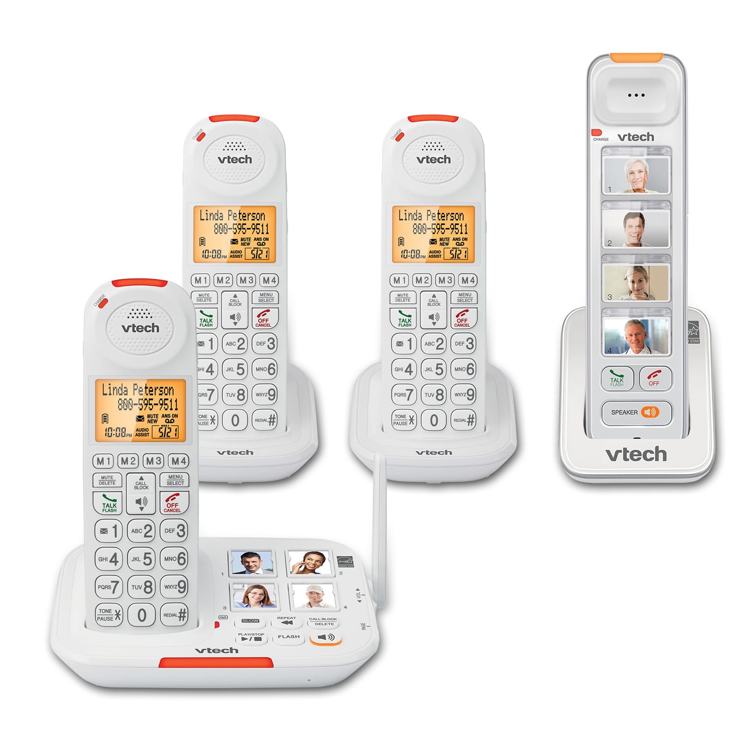 4 Handset Amplified Cordless Answering System with Big Buttons and Display - view 1