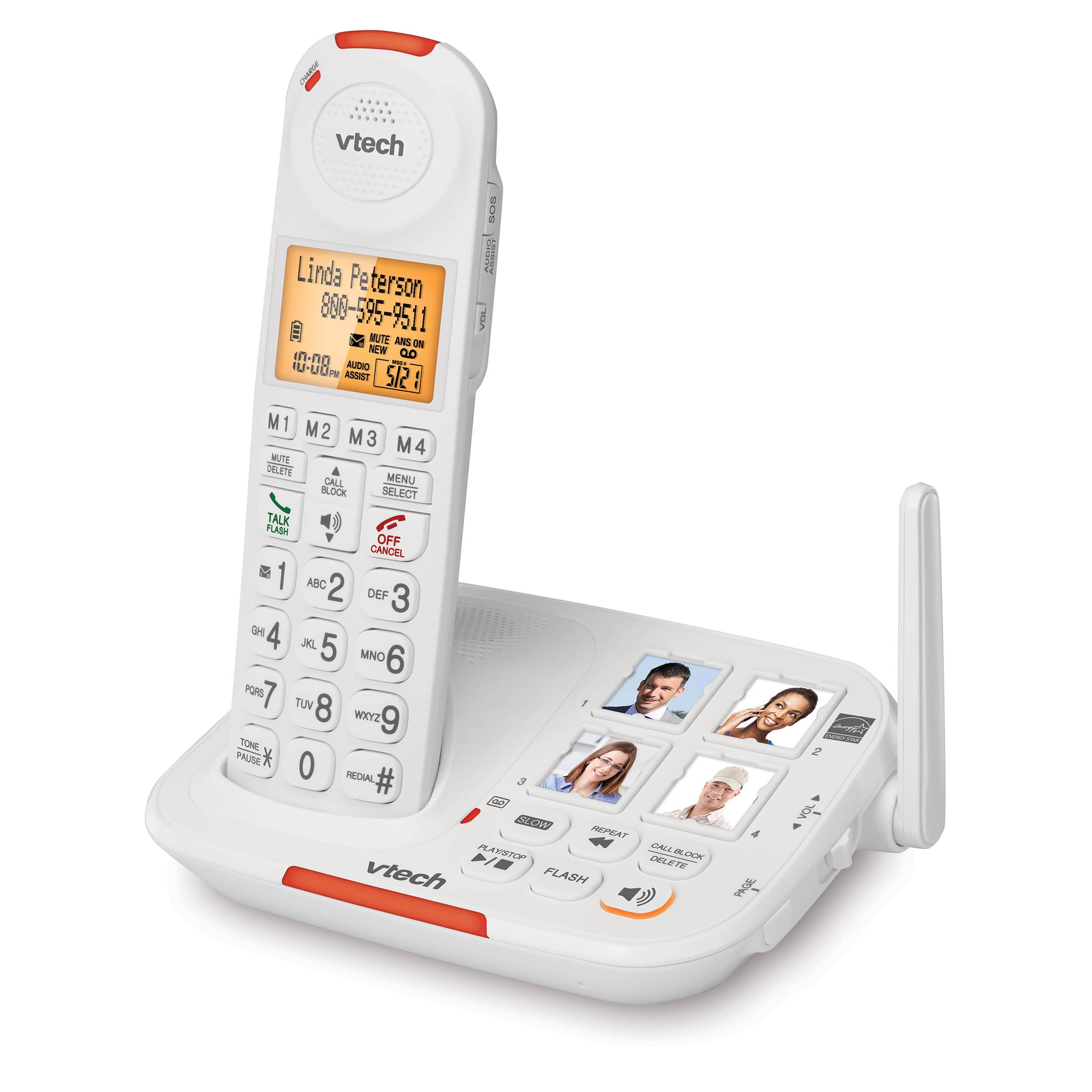 4 Handset Amplified Cordless Answering System with Big Buttons and Display - view 2